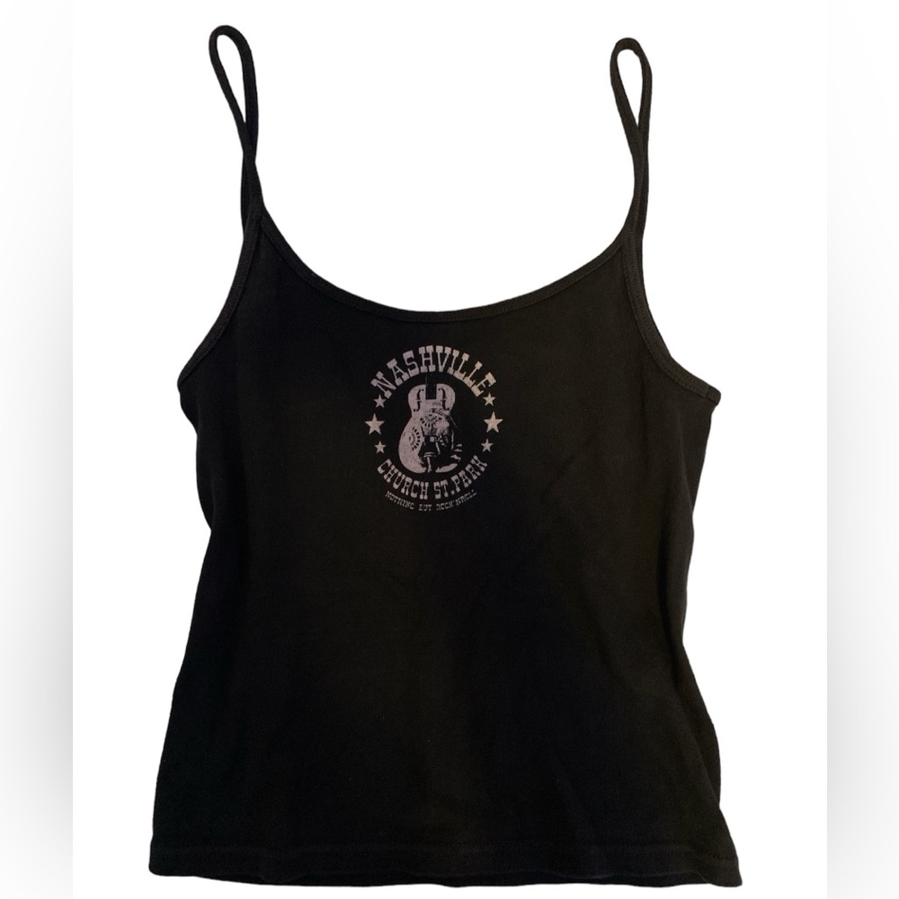 brandy melville nashville graphic tank top black